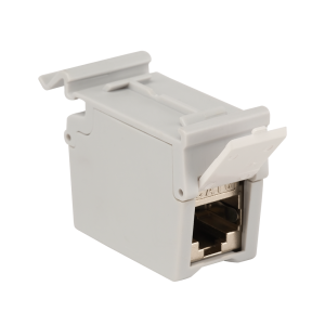 Повторитель портов RJ45 на DIN-рейку, экранированный, кат.6, формата Keystone, со шторками, белый